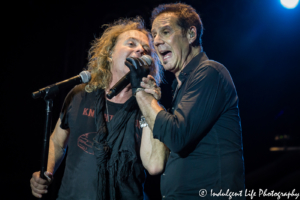 Jack Blades and Kelly Keagy of Night Ranger singing together live at Old Shawnee Days in Shawnee, KS on June 3, 2017.