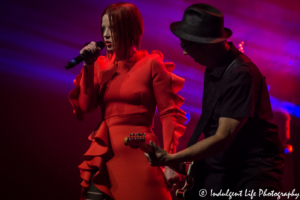 Shirley Manson and bass player Duke Erikson of Garbage performing live at Kauffman Center for the Performing Arts in Kansas City, MO on July 18, 2017.