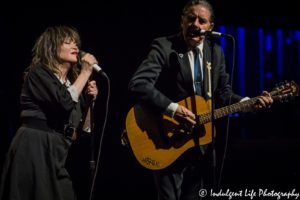 X band members John Doe and Exene Cervenka performing a live acoustic set at Kauffman Center for the Performing Arts in Kansas City, MO on July 18, 2017.