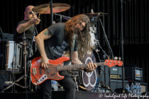Jason Bonham and Dorian Heartsong of Jason Bonham's Led Zeppelin Experience on the Foreigner 40th anniversary tour at Starlight Theatre in Kansas City, MO on August 15, 2017.
