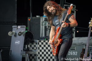 Bass player Dorian Heartsong of Jason Bonham's Led Zeppelin Experience on the Foreigner 40th anniversary tour at Starlight Theatre in Kansas City, MO on August 15, 2017.