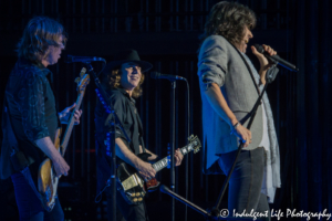 Kelly Hansen, Jeff Pilson and Tom Gimbel of Foreigner performing live in concert at Starlight Theatre in Kansas City, MO on August 15, 2017 | Foreigner 40th Anniversary Tour