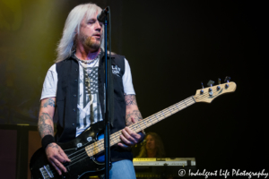 Bass player Eric Brittingham of Cinderella live in concert with the Bret Michaels Band at Ameristar Casino Hotel Kansas City on November 11, 2017 | Ameristar Casino Events - Bret Michaels Tour - Veterans Day 2017