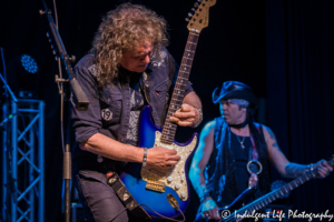 Frontman Dave Meniketti and bass player Aaron Leigh of Y&T performing live at VooDoo Lounge inside Harrah's North Kansas City Hotel & Casino on March 8, 2018.