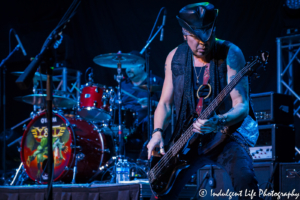 Bass player Aaron Leigh and drummer Mike Vanderhule of Y&T live in concert at VooDoo Lounge inside Harrah's North Kansas City Hotel & Casino on March 8, 2018.