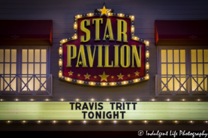 Star Pavilion marquee at Ameristar Casino Hotel Kansas City featuring country music artist Travis Tritt on April 27, 2018.