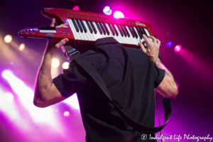 Little River Band keyboardist Chris Marion playing the keytar live at Star Pavilion inside Ameristar Casino Hotel Kansas City on May 4, 2018.