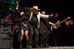 Mickey Gilley performing live with the Urban Cowboy band during the reunion set at Ameristar Casino in Kansas City, MO on July 13, 2018.