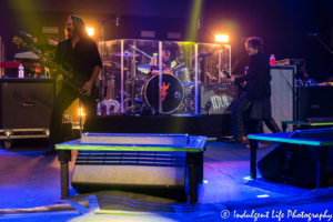 Billy Idol band member Stephen McGrath, Erik Eldenius and Billy Morrison performing live at Uptown Theater in Kansas City, MO on September 21, 2018.