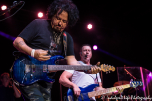 Toto guitarist Steve Lukather live with touring members Shem Von Schroeck and Warren Ham at CrossroadsKC in Kansas City, MO on August 21, 2018.