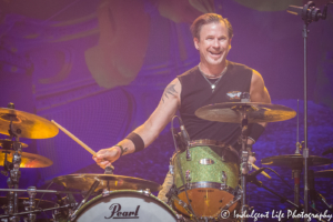 Drummer Mike Bailey of the Bret Michaels Band performing live at Ameristar Casino's Star Pavilion on September 15, 2018.