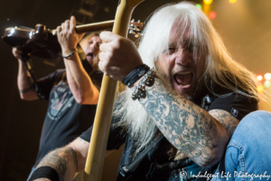 Bass player Eric Brittingham and guitarist Pete Evick performing live together at Star Pavilion inside of Ameristar Casino Hotel Kansas City on September 15, 2018.