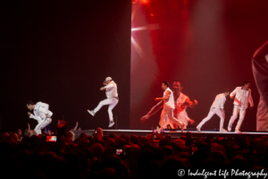 NKOTB stirring up the crowd while performing "My Favorite Girl" on the "Mixtape" tour performance at Kansas City's Sprint Center on May 7, 2019.