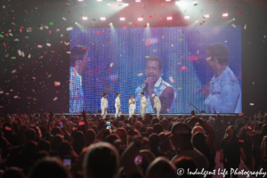 Danny Wood on lead vocals with New Kids on the Block as confetti flies at the Sprint Center in downtown Kansas City, MO on May 7, 2019.