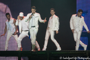 Jordan Knight on lead vocals performing "The Way" with New Kids on the Block at Sprint Center in Kansas City, MO on May 7, 2019.