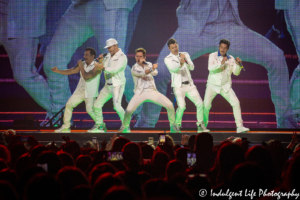 New Kids on the Block dancing on stage during the "Mixtape" tour stop at Sprint Center in Kansas City, MO on May 7, 2019.