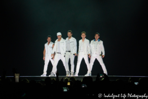 New Kids on the Block members Danny Wood, Donnie Wahlberg, Jordan Knight, Joey McIntyre and Jonathan Knight on the "Mixtape" tour at Sprint Center in downtown Kansas City on May 7, 2019.