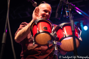 Musician and singer Ruell Chappell of The Ozark Mountain Daredevils playing the bongo drums at Ameristar Casino Hotel Kansas City on May 18, 2019.