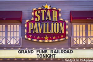 Star Pavilion marquee featuring arena rock band Grand Funk Railroad live in concert at Ameristar Casino in Kansas City, MO on June 1, 2019.