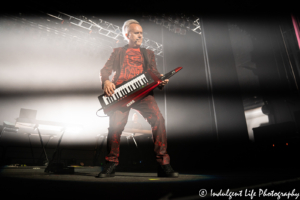 Howard Jones performing on the keytar with keyboard player Robbie Bronnimann at Star Pavilion inside of Ameristar Casino Hotel Kansas City on June 22, 2019.