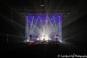 Spectacular light show during Howard Jones' performance of his new song "Beating Mr. Neg" on his "Transform" tour stop at Ameristar Casino in Kansas City, MO on June 22, 2019.