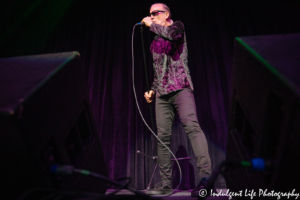 Lead vocalist Ivan Doroschuk of Men Without Hats singing live at Star Pavilion inside of Ameristar Casino Hotel Kansas City on June 22, 2019.