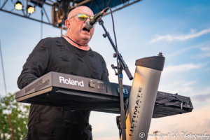 Lead singer and keyboardist Mike Score of A Flock of Seagulls performing live at Sunset Music Fest on the Town Center Plaza on June 27, 2019.
