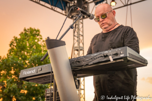 Frontman Mike Score of A Flock of Seagulls playing the keyboard live at Town Center Plaza's Sunset Music Fest on June 27, 2019.