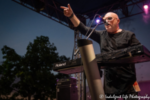 A Flock of Seagulls lead singer and keyboard player Mike Score performing "I Ran" at Sunset Music Fest on the Town Center Plaza on June 27, 2019.