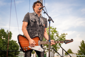 Guitarist Gord Deppe of A Flock of Seagulls live in concert at Sunset Music Fest on the Town Center Plaza in Leawood, KS on June 27, 2019.