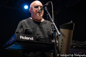 Frontman Mike Score of A Flock of Seagulls in a live encore performance at Town Center Plaza's Sunset Music Fest in Leawood, KS on June 27, 2019.