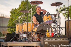 Drummer Kevin Rankin of A Flock of Seagulls live in concert at Sunset Music Fest on the Town Center Plaza in Leawood, KS on June 27, 2019.
