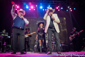 Country music legends Johnny Lee and Mickey Gilley performing together with the Urban Cowboy band at Ameristar Casino's Star Pavilion in Kansas City, MO on July 12, 2019.