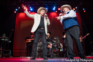 Country and pop music crossover legends Mickey Gilley and Johnny performing together on the "Urban Cowboy" reunion tour at Ameristar Casino's Star Pavilion in Kansas City, MO on July 12, 2019.