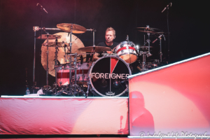 Drummer Christ Frazier of Foreigner live in concert at the Missouri State Fair in Sedalia, MO on August 16, 2019.