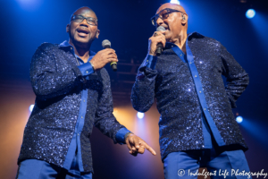 Four Tops members Lawrence Payton, Jr. and Abdul "Duke" Fakir in concert together at Star Pavilion inside of Ameristar Casino Hotel Kansas City on August 3, 2019.