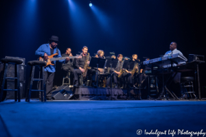 Bass guitarist, keyboard player and horn section for the Four Tops during introduction of the group at Star Pavilion inside of Ameristar Casino in Kansas City, MO on August 3, 2019.