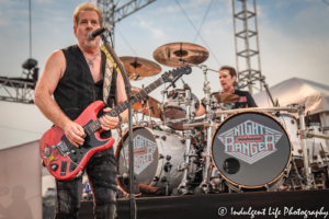 Night Ranger band members Brad Gillis and Kelly Keagy performing together at the Missouri State Fair's Pepsi Grandstand in Sedalia, MO on August 16, 2019.