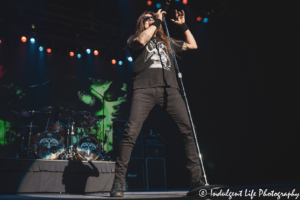 Queensrÿche lead singer Todd La Torre performing with touring drummer Casey Grillo at Star Pavilion inside of Ameristar Casino Hotel Kansas City on September 20, 2019.