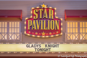 Star Pavilion marquee at Ameristar Casino in Kansas City, MO featuring Gladys Knight on October 11, 2019.