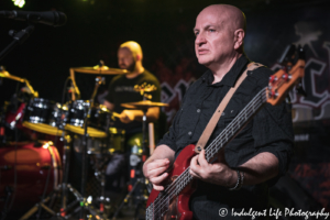 Bass guitarist Leigh Gorman and drummer Christian Johnson of Bow Wow Wow performing together at the Aftershock in Merriam, KS on January 30, 2020.