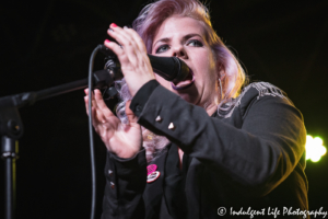Lead vocalist Kristen Dinsmore of Bow Wow Wow singing live at the Aftershock in Merriam, KS on January 30, 2020.