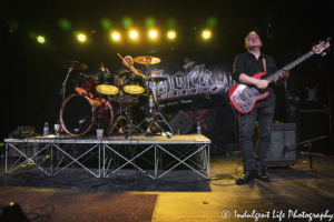 Bow Wow Wow bass player Leigh Gorman with drummer Christian Johnson in concert at the Aftershock in Merriam, KS on January 30, 2020.