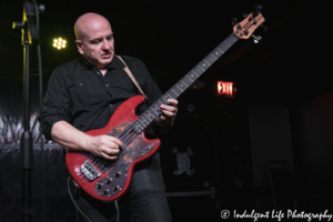 Bow Wow Wow founding member Leigh Gorman playing the bass guitar at the Aftershock in Merriam, KS on January 30, 2020.