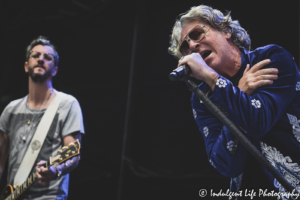 Frontman Ed Roland and guitarist Jesse Triplett of Collective Soul performing together at Azura Amphitheater in Bonner Springs, KS on June 25, 2021.