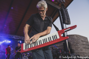 Chris Marion of Little River Band performing live on the keytar at Riverside Park Amphitheater in Jefferson City, MO on June 4, 2021.