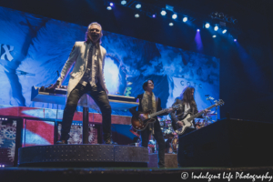 Lawrence Gowan, Will Evankovich and Ricky Phillips of Styx live in concert together at Azura Amphitheater in Bonner Springs, KS on June 25, 2021.