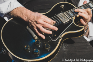 Foreigner band member Bruce Watson's guitar as he played live at Hartman Arena in Park City, KS on August 7, 2021.