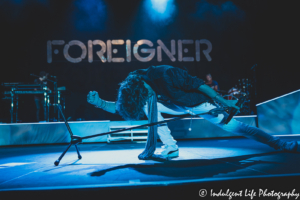 Foreigner lead singer Kelly Hansen performing "Cold as Ice" live in concert at Hartman Arena in Park City, KS on August 7, 2021.