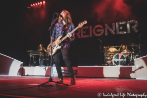 Bass guitarist Jeff Pilson of Foreigner playing live at Hartman Arena in Park City, KS on August 7, 2021.